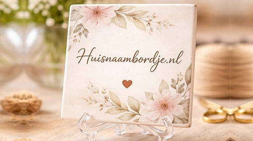 Tegeltje bedrukken voorbeeld 10x10 cm, Huisnaambordje.nl