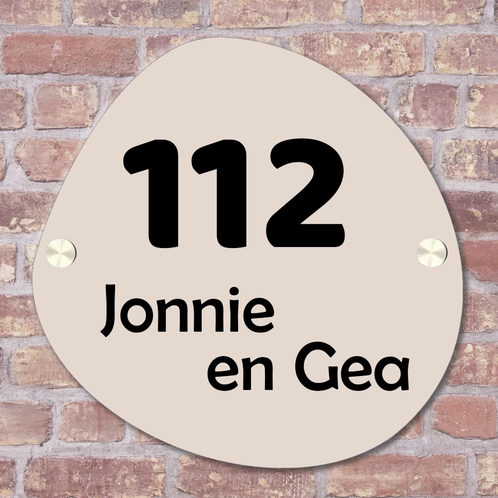 Naambordje organisch warm beige 25x25 cm