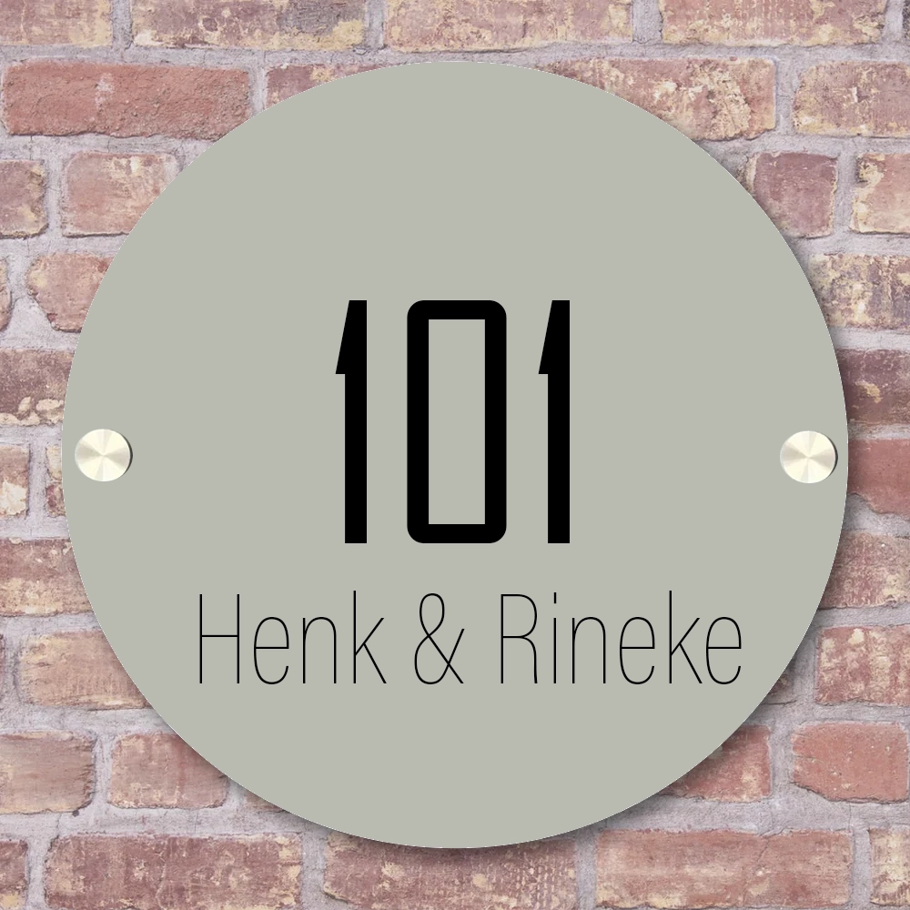 Naambordje rond saliegroen 25x25 cm