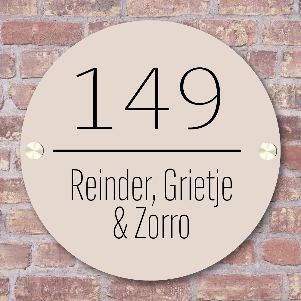 Naambordje rond warm beige 25x25 cm